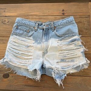 Levi's Distressed Light Blue Jean Shorts‎